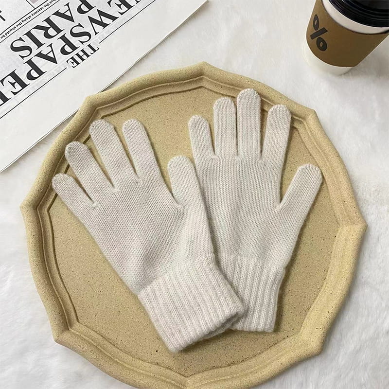 সলিড রঙ উষ্ণ উল পলিয়েস্টার নিট গ্লোভস